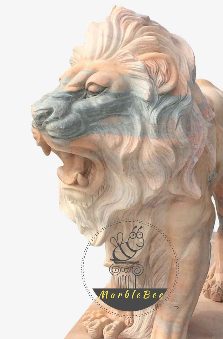 Custom Natural red stone Lion Sculpture For sale