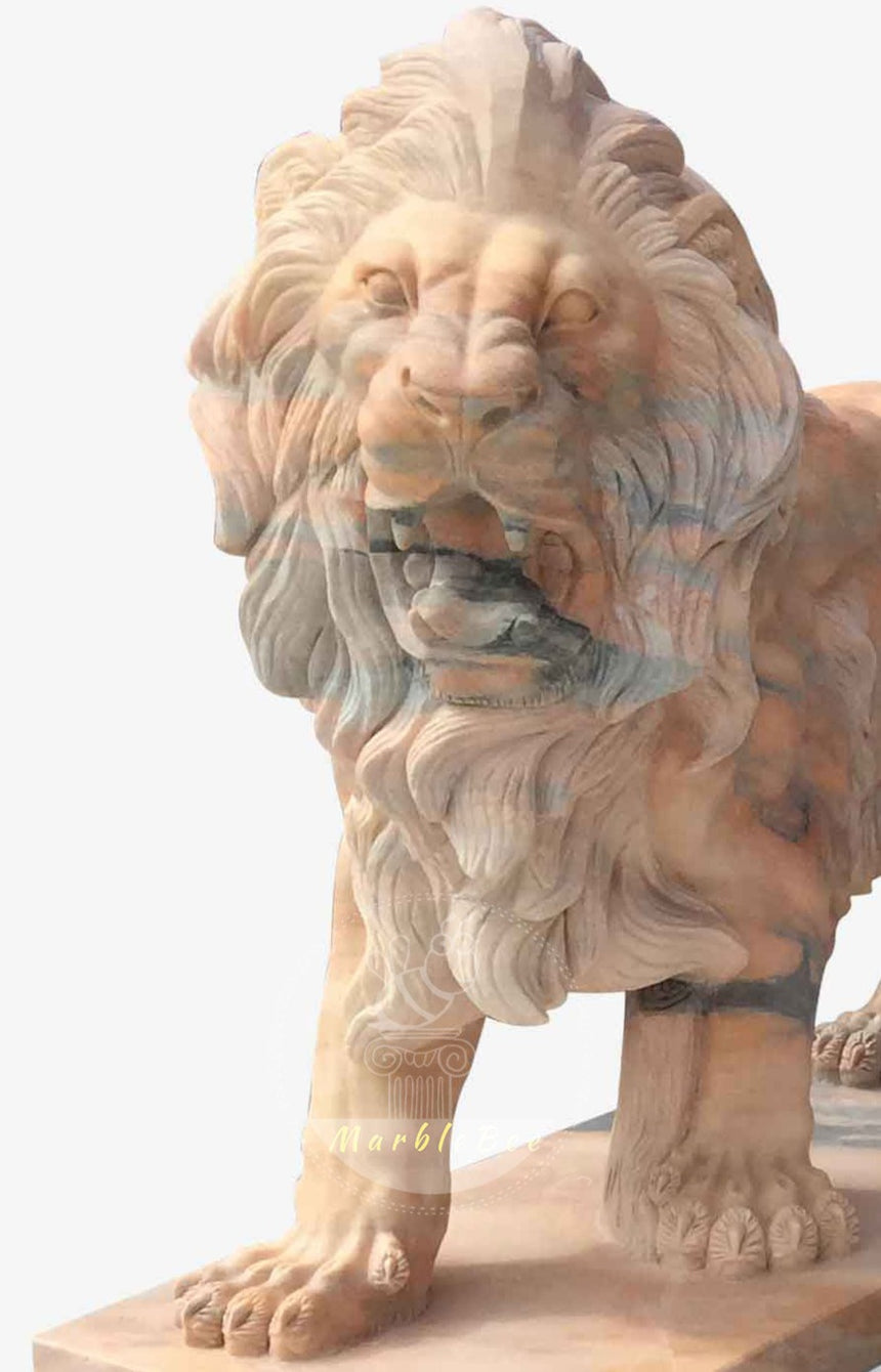 Custom Natural red stone Lion Sculpture