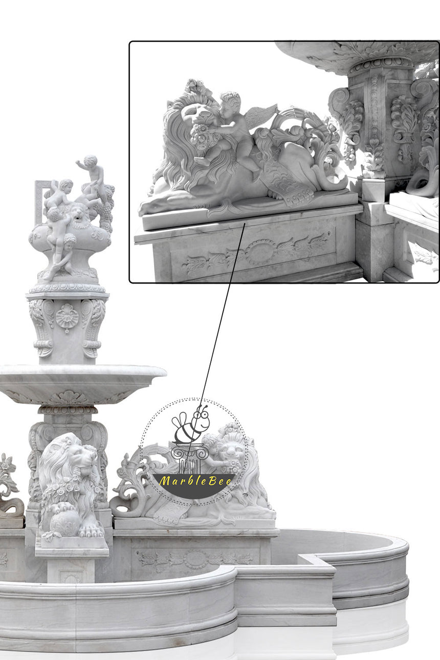 Buy CustomLarge Stone fountain with delicate Lion statues