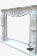 Custom White Stone Fireplace Mantel