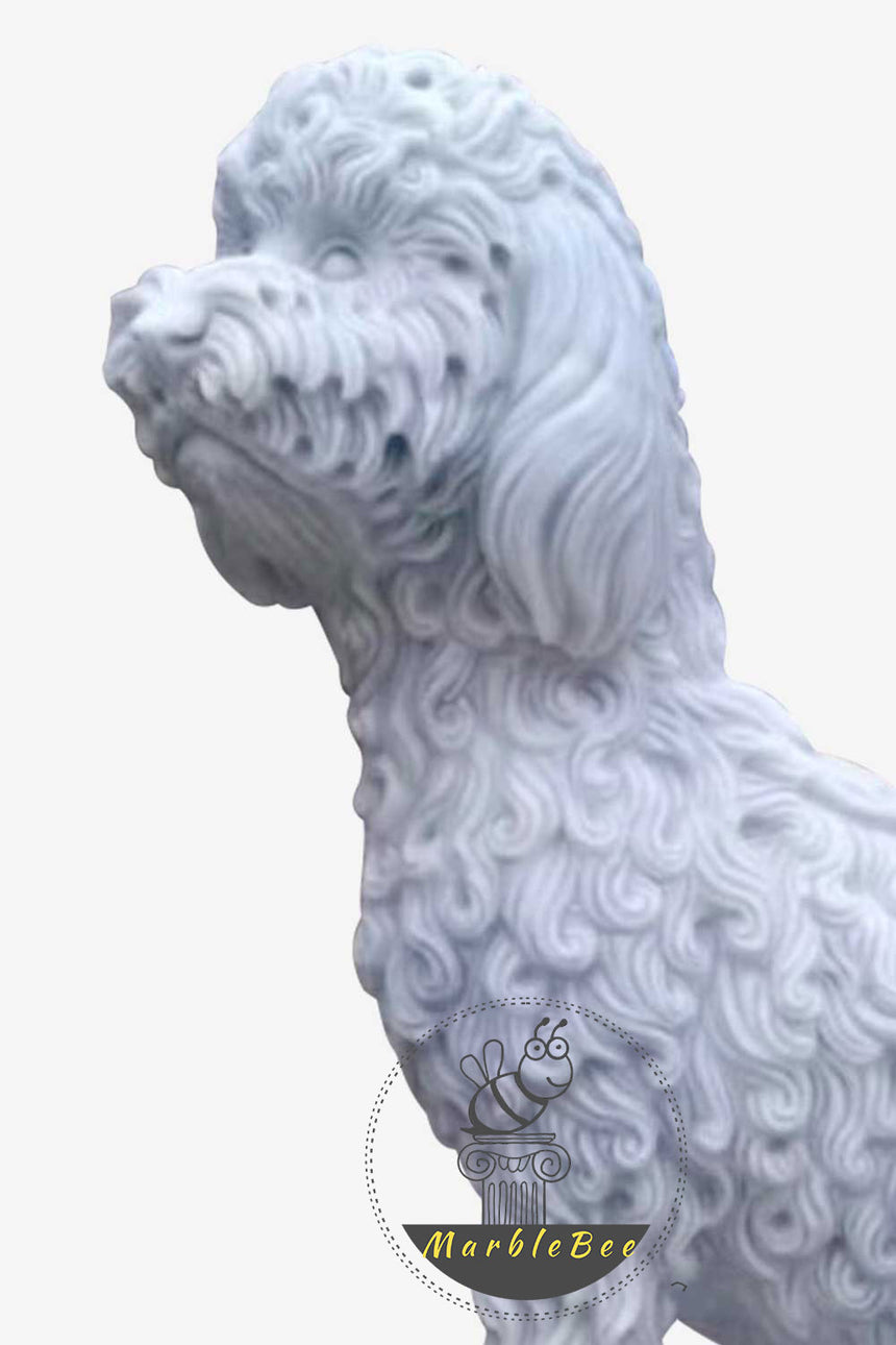 Custom White marble dog sculpture