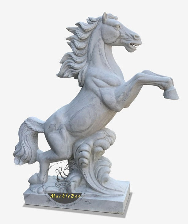 Large Life-size horse sculpture made of white Marble – Marblebee
