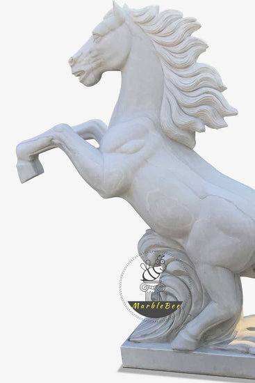 Buy Custom Life-Size White Horse Stone Sculpture