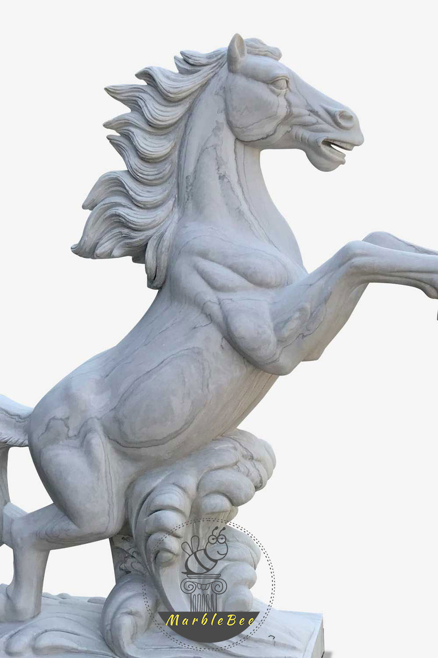 Custom Life-Size White Horse Stone Sculpture