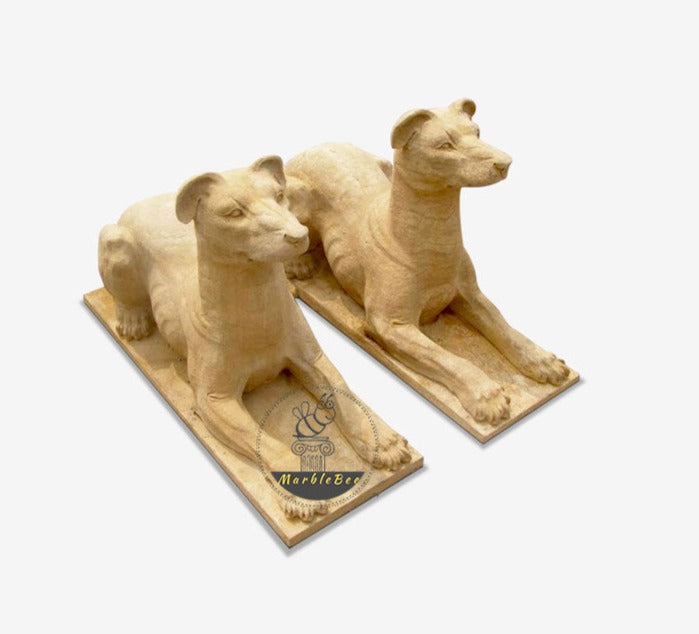 Buy Yellow Stone pair of dogs sculpture